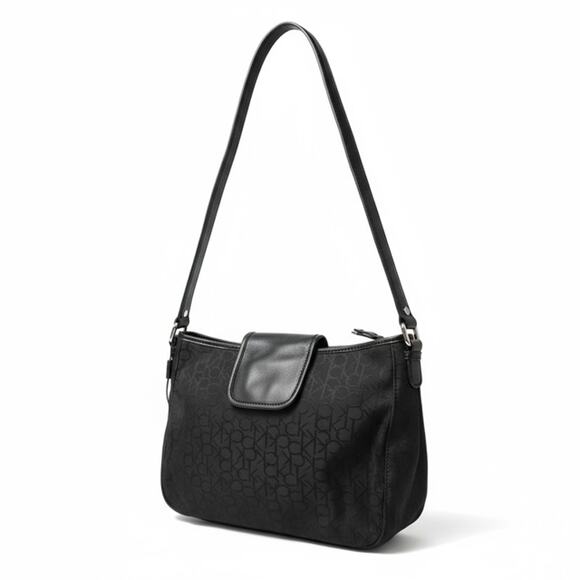 Calvin Klein Black Monogram Shoulder Bag Nylon  Medium Tote - Picture 1 of 3